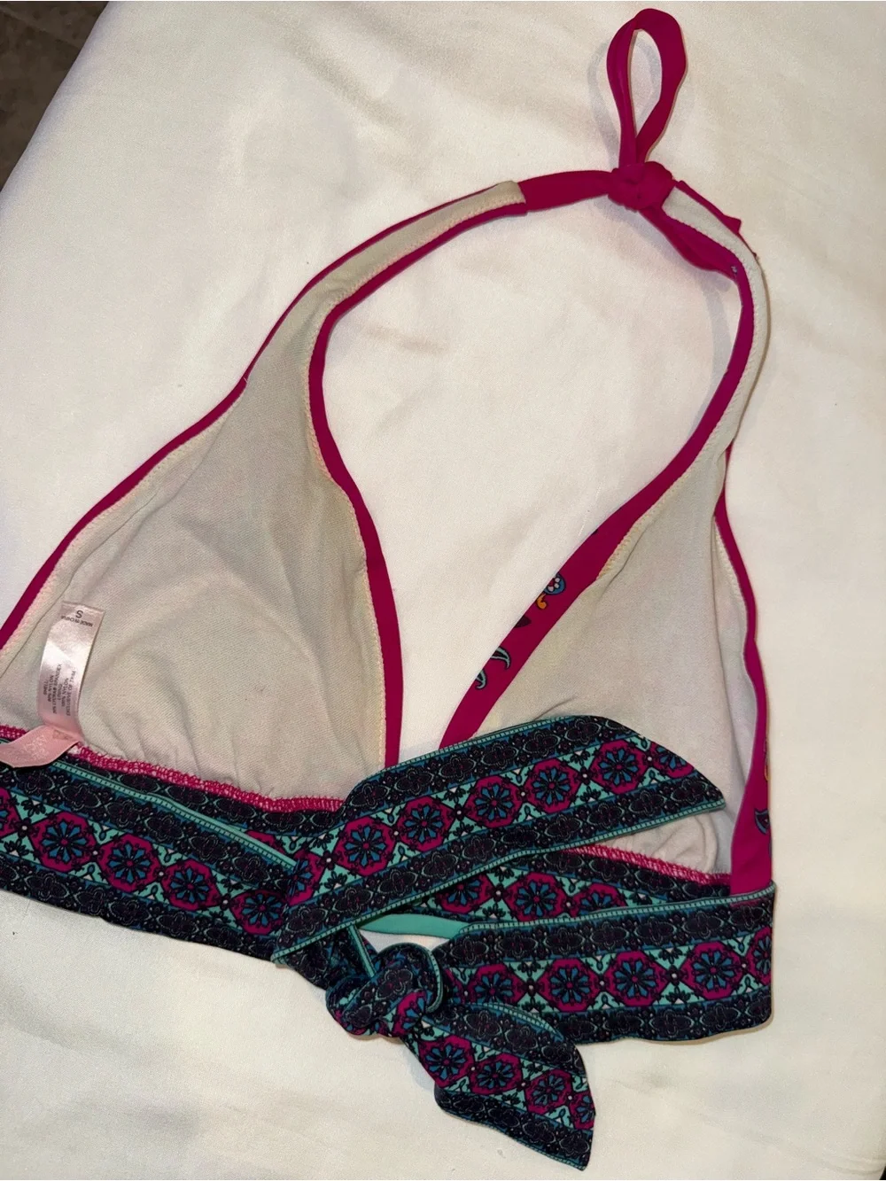 Victoria Secret Vibrant Fuchsia Paisley Halter Bikini Top